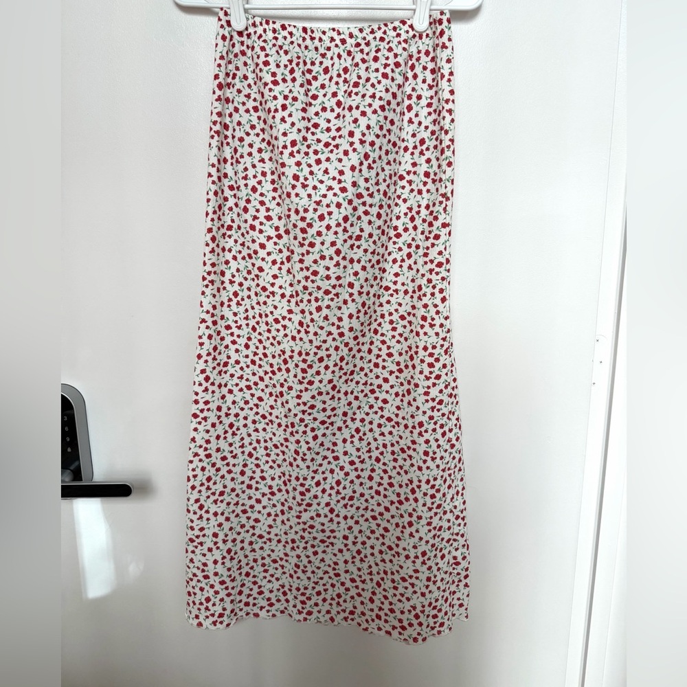 Floral Red and White maxi skirt